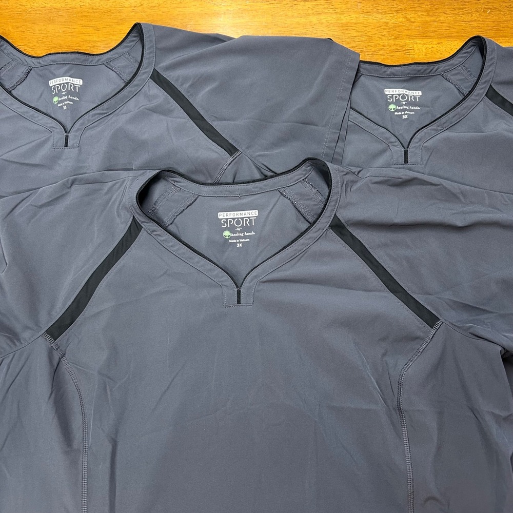 Healing Hands Performance Sport Scrub Tops Lot of 3 Gray Womens 3X 2311X